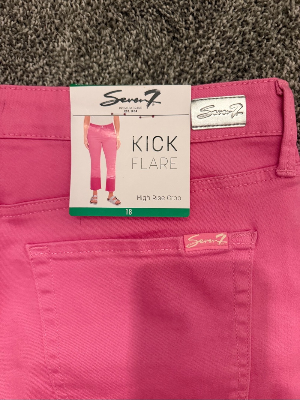 Seven7 Hot Pink Kick Flare Crop Jeans - Picture 3 of 4